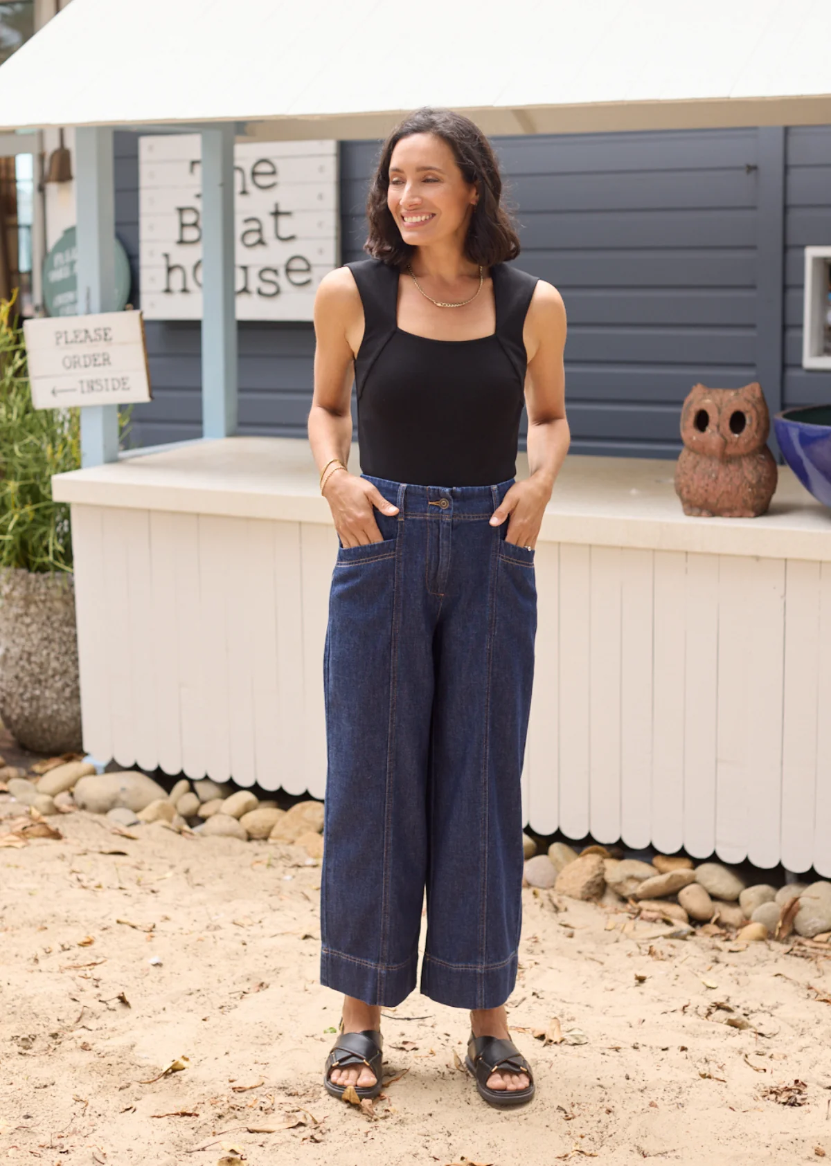 GOLDIE CROP DENIM PANT - INDIGO - Image 4