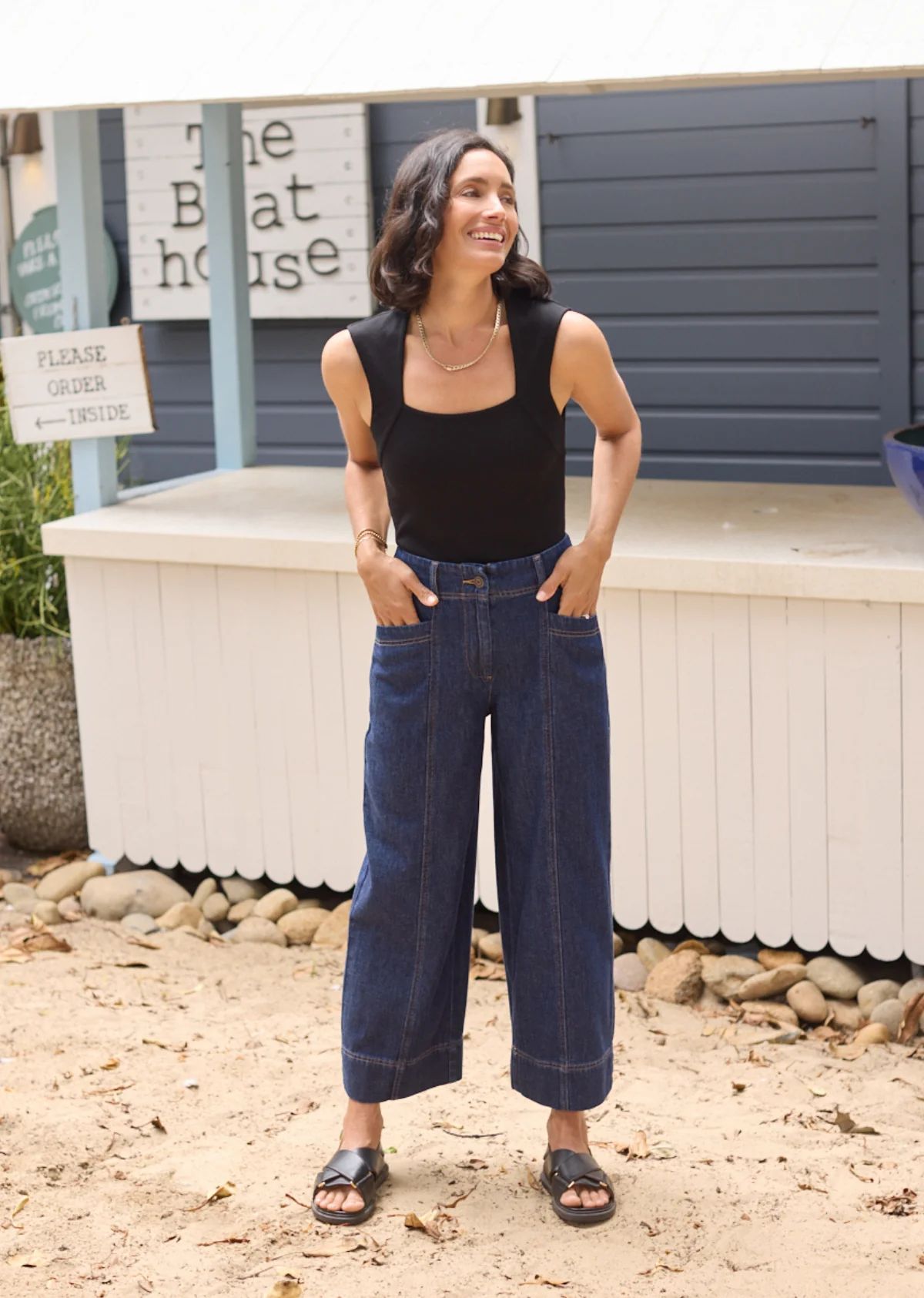 GOLDIE CROP DENIM PANT - INDIGO - Image 7