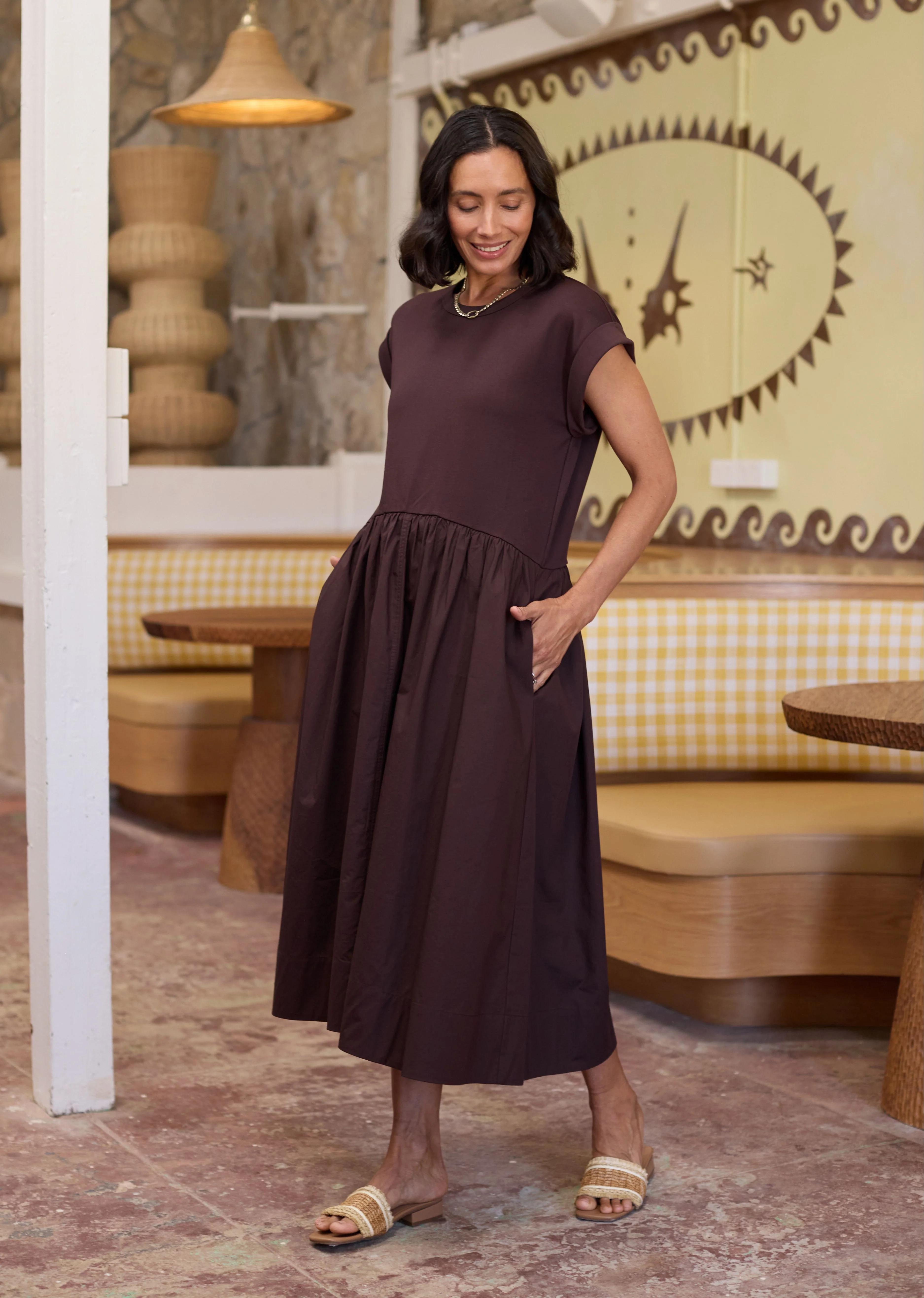 GRETA MIDI DRESS - CHOCOLATE - Image 6