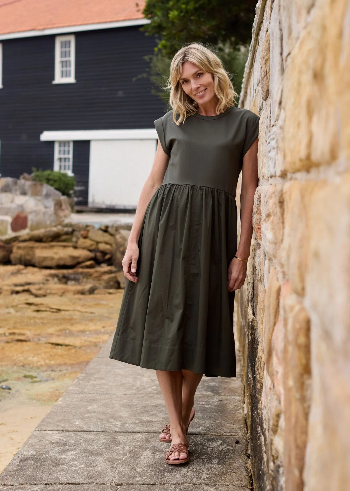 GRETA MIDI DRESS - KHAKI - Image 3