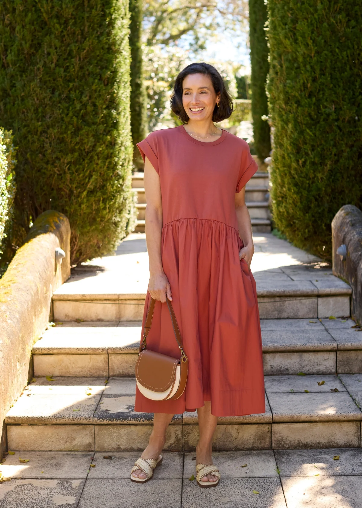 GRETA MIDI DRESS - TERRACOTTA - PETITE - Image 4