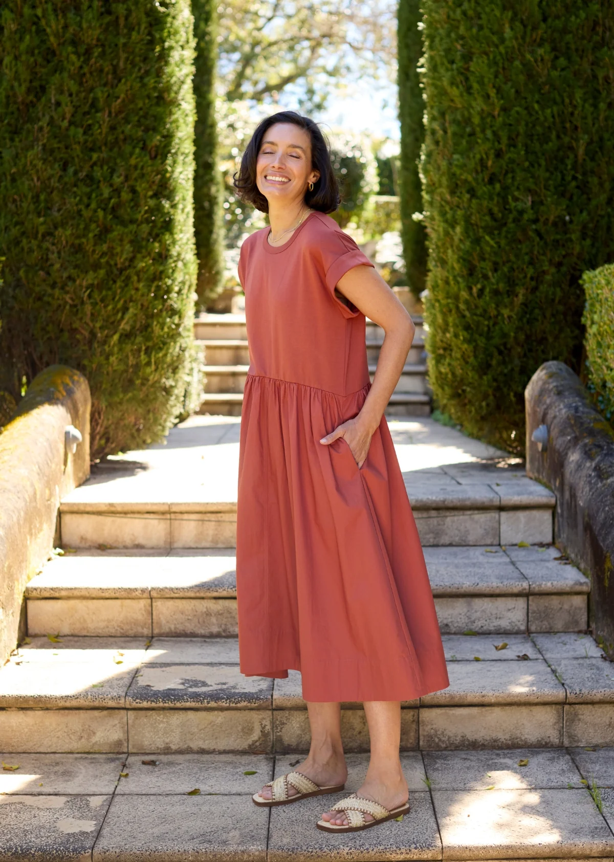 GRETA MIDI DRESS - TERRACOTTA - PETITE - Image 6