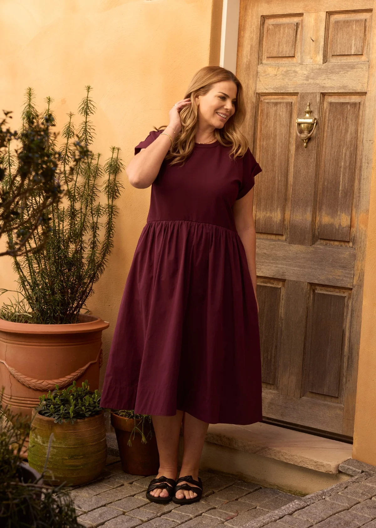 GRETA MIDI DRESS - WINE - Image 8