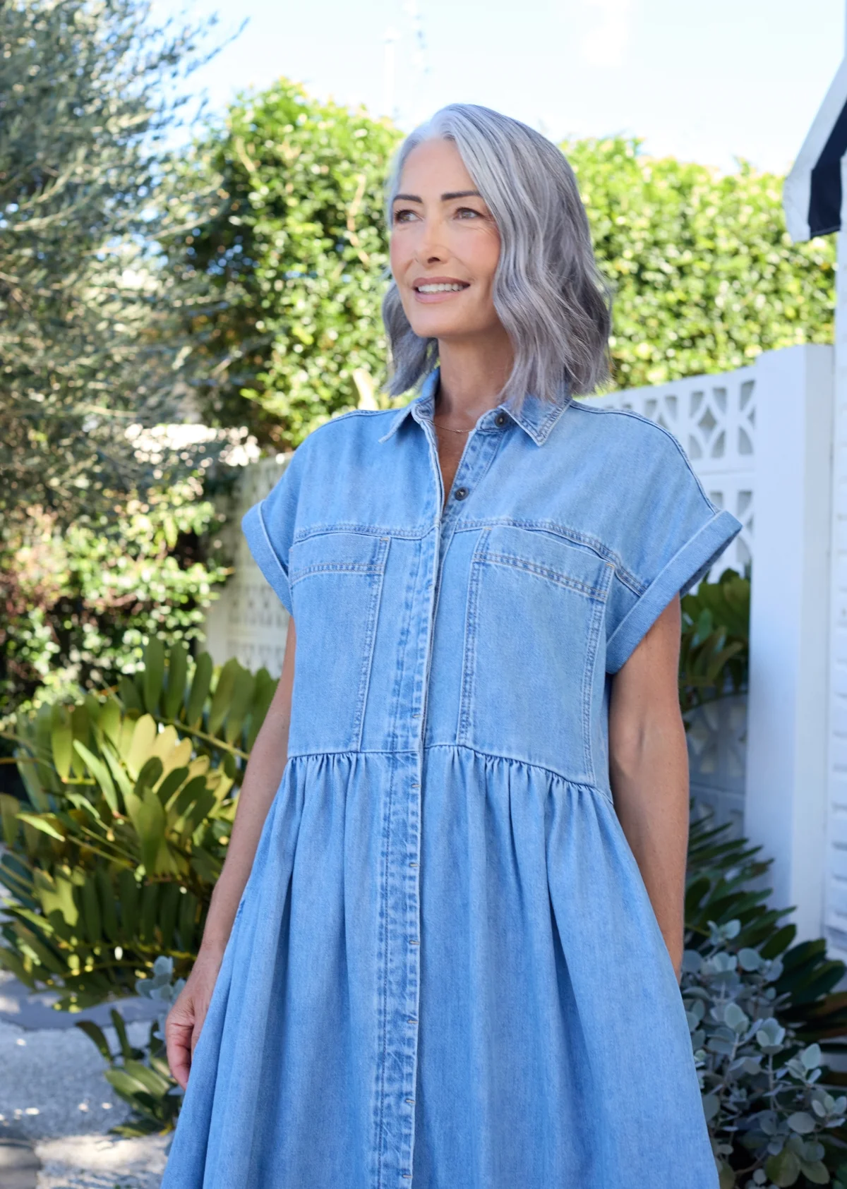 HARPER DENIM DRESS - LIGHT BLUE - Image 5