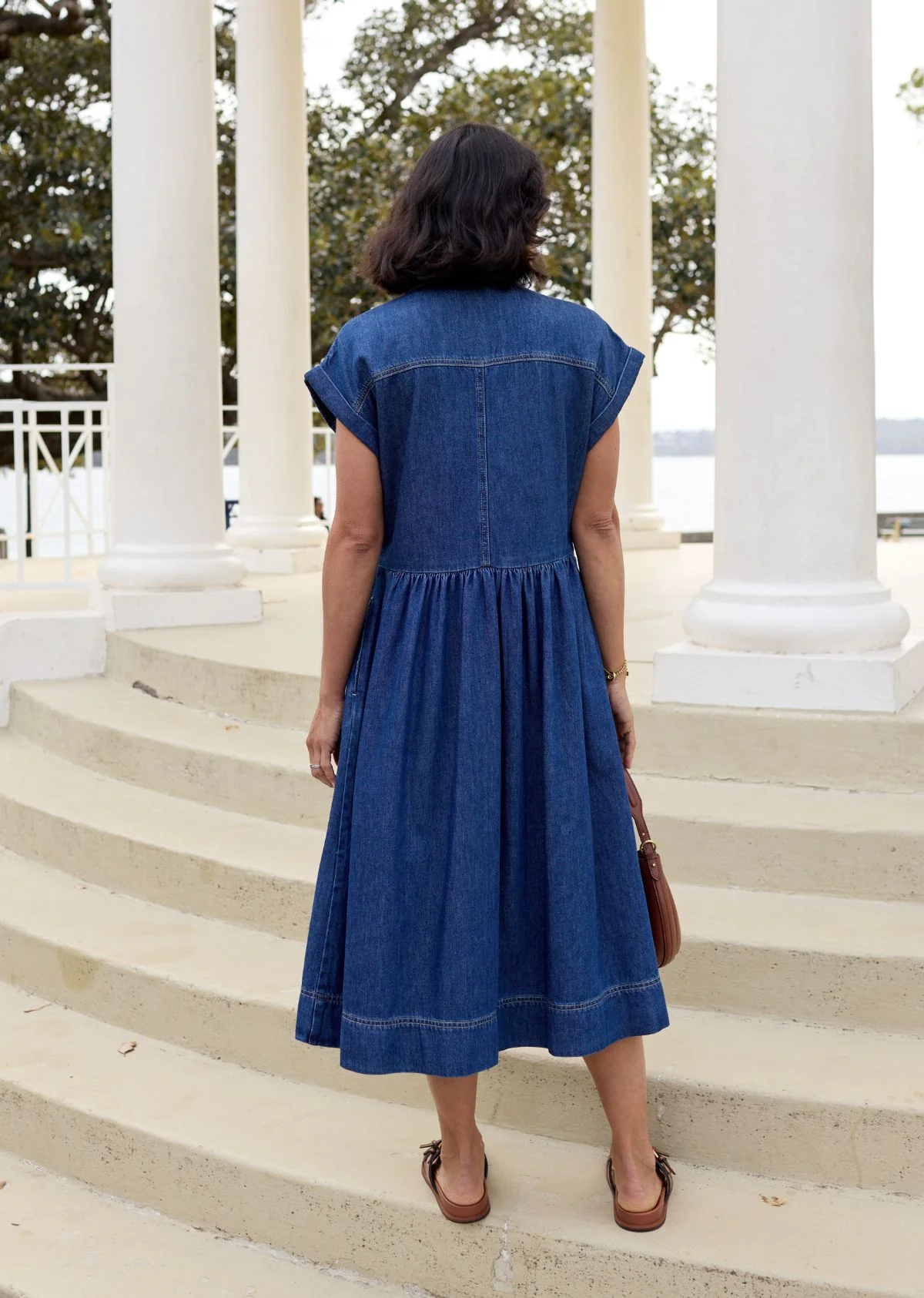 HARPER DENIM DRESS - MID BLUE - PETITE - Image 4