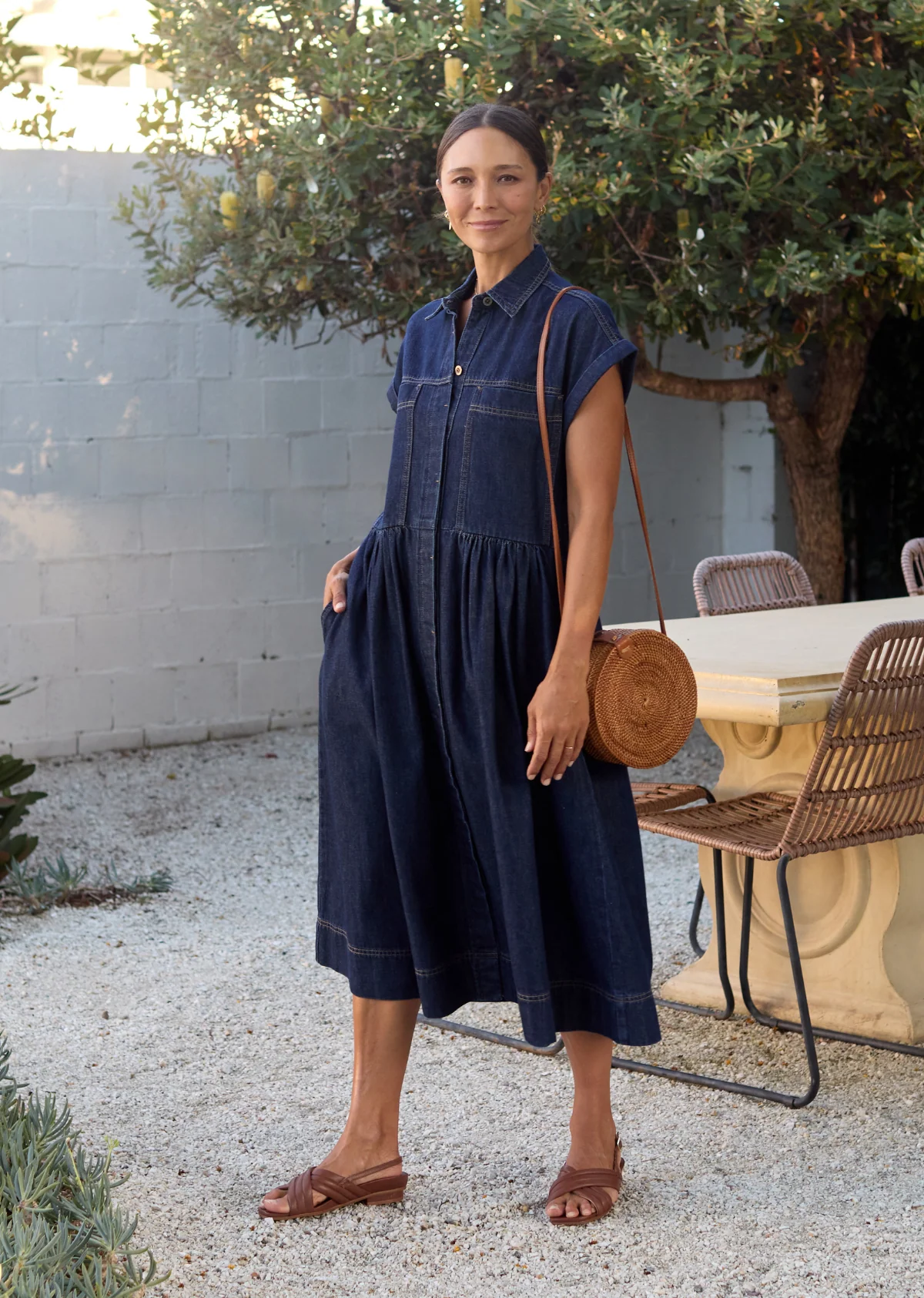 HARPER DENIM DRESS - INDIGO - PETITE - Image 8