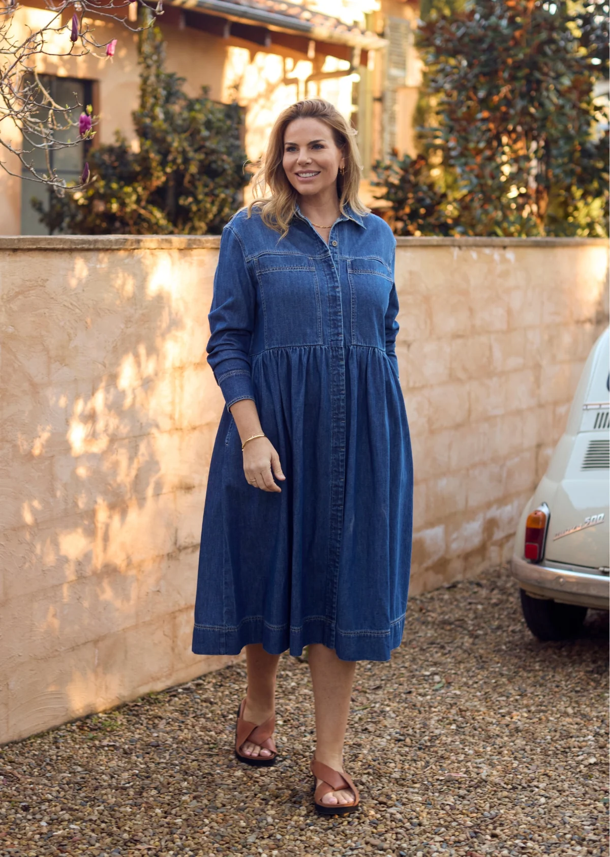 HARPER LONG SLEEVE DENIM SHIRTDRESS - MID BLUE - Image 13