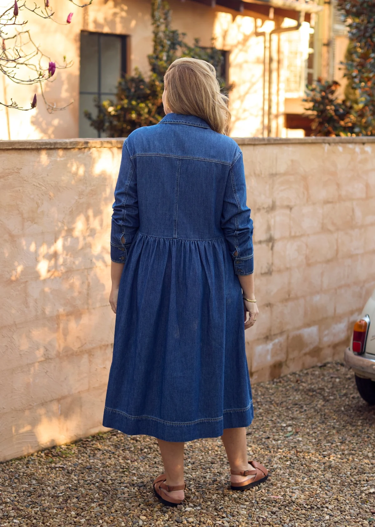 HARPER LONG SLEEVE DENIM SHIRTDRESS - MID BLUE - Image 14