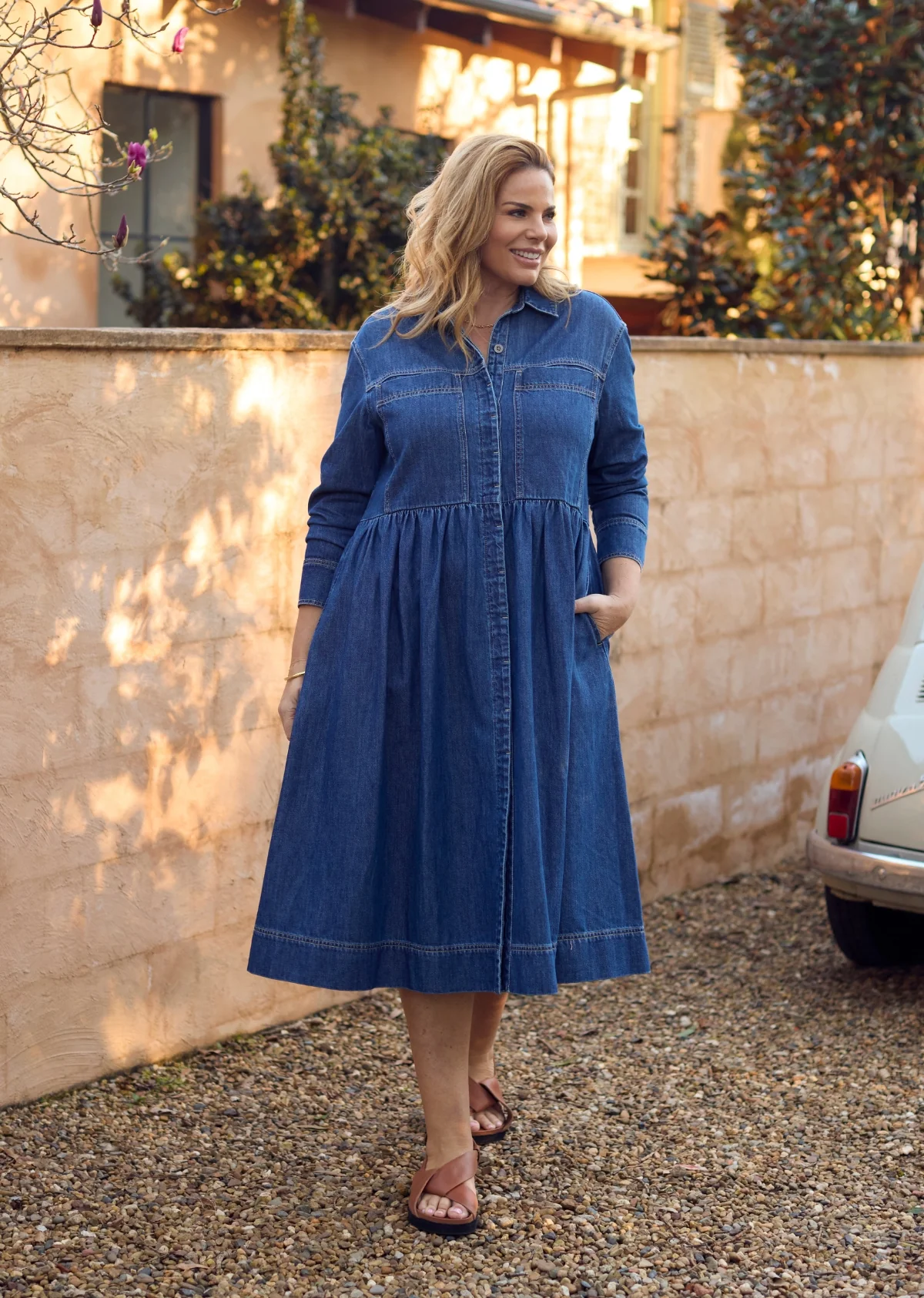 HARPER LONG SLEEVE DENIM SHIRTDRESS - MID BLUE - Image 15