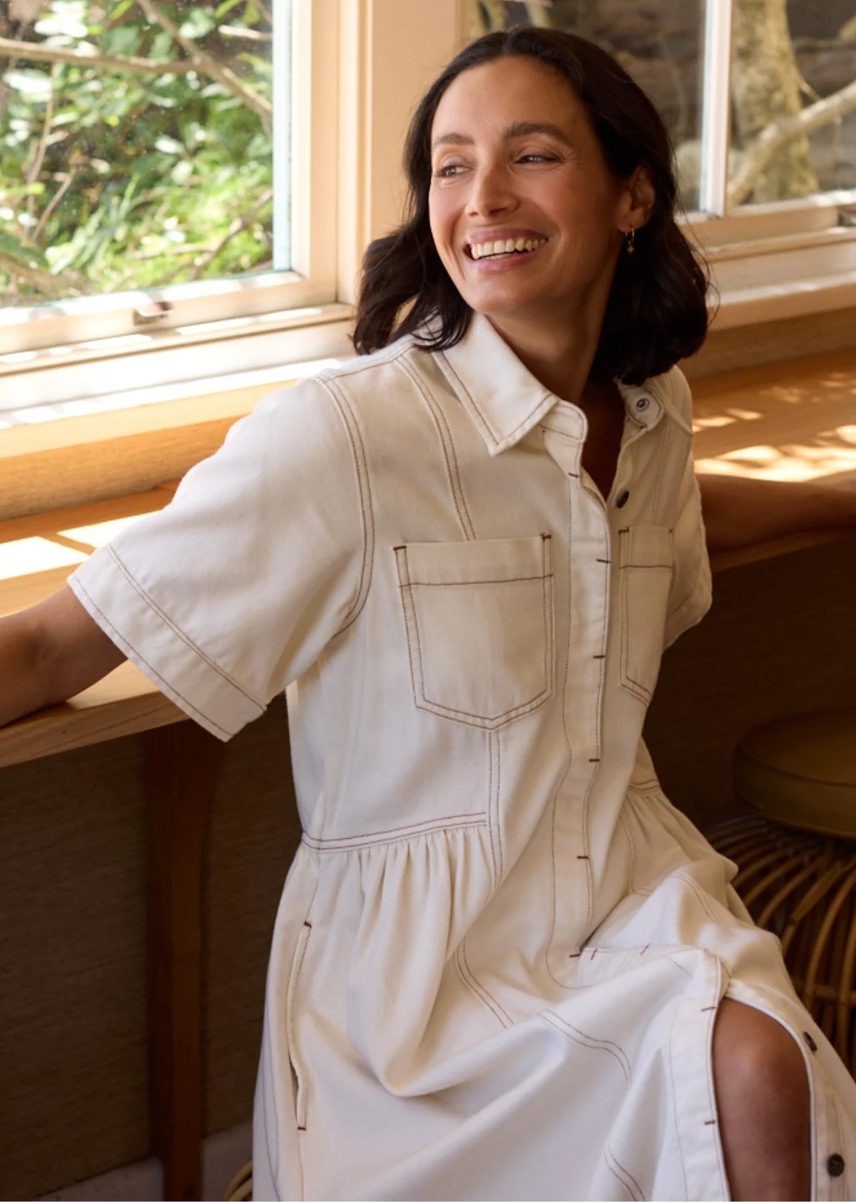 MONTANA DENIM SHIRTDRESS - ECRU - Image 3