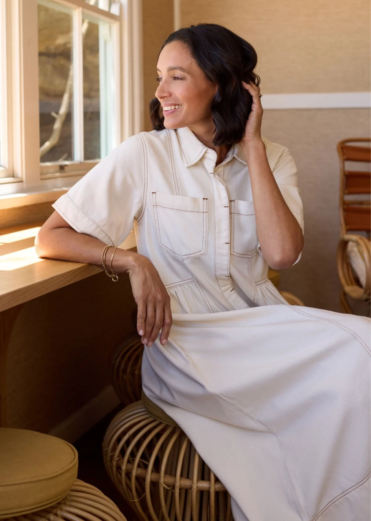 MONTANA DENIM SHIRTDRESS - ECRU - Image 6