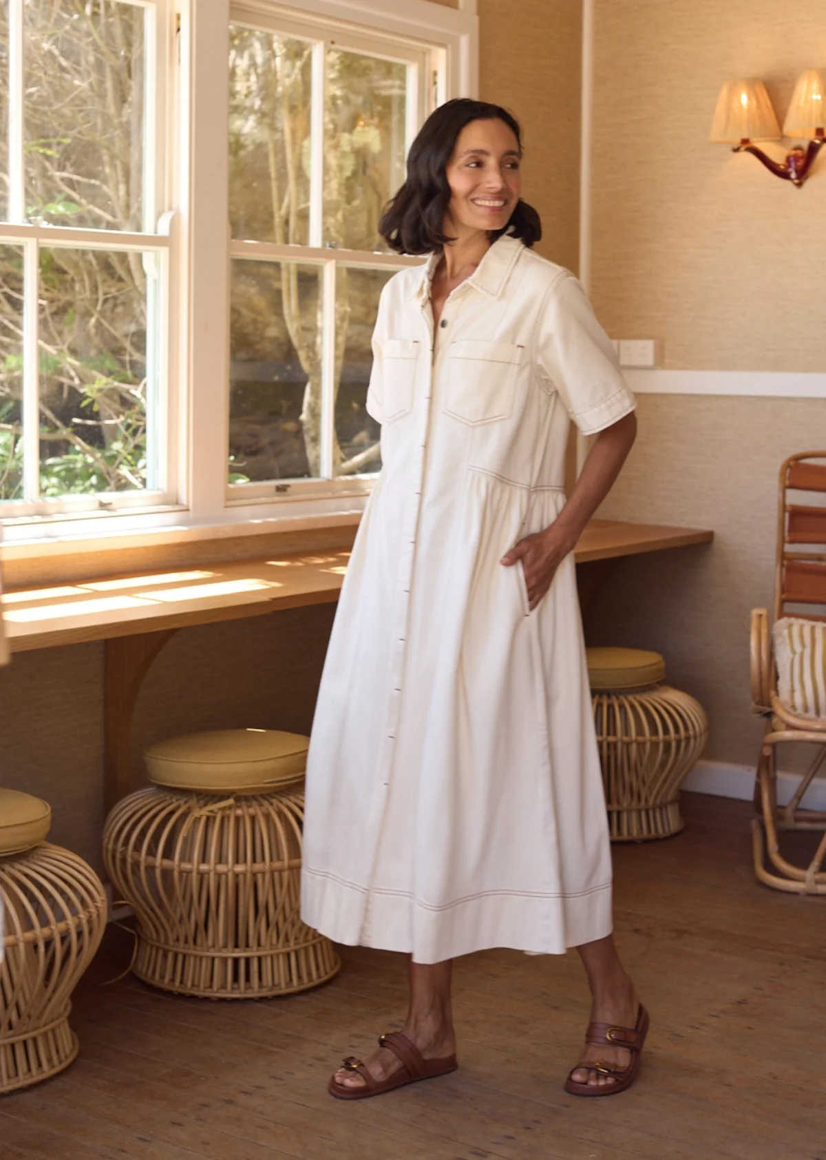 MONTANA DENIM SHIRTDRESS - ECRU - PETITE - Image 6