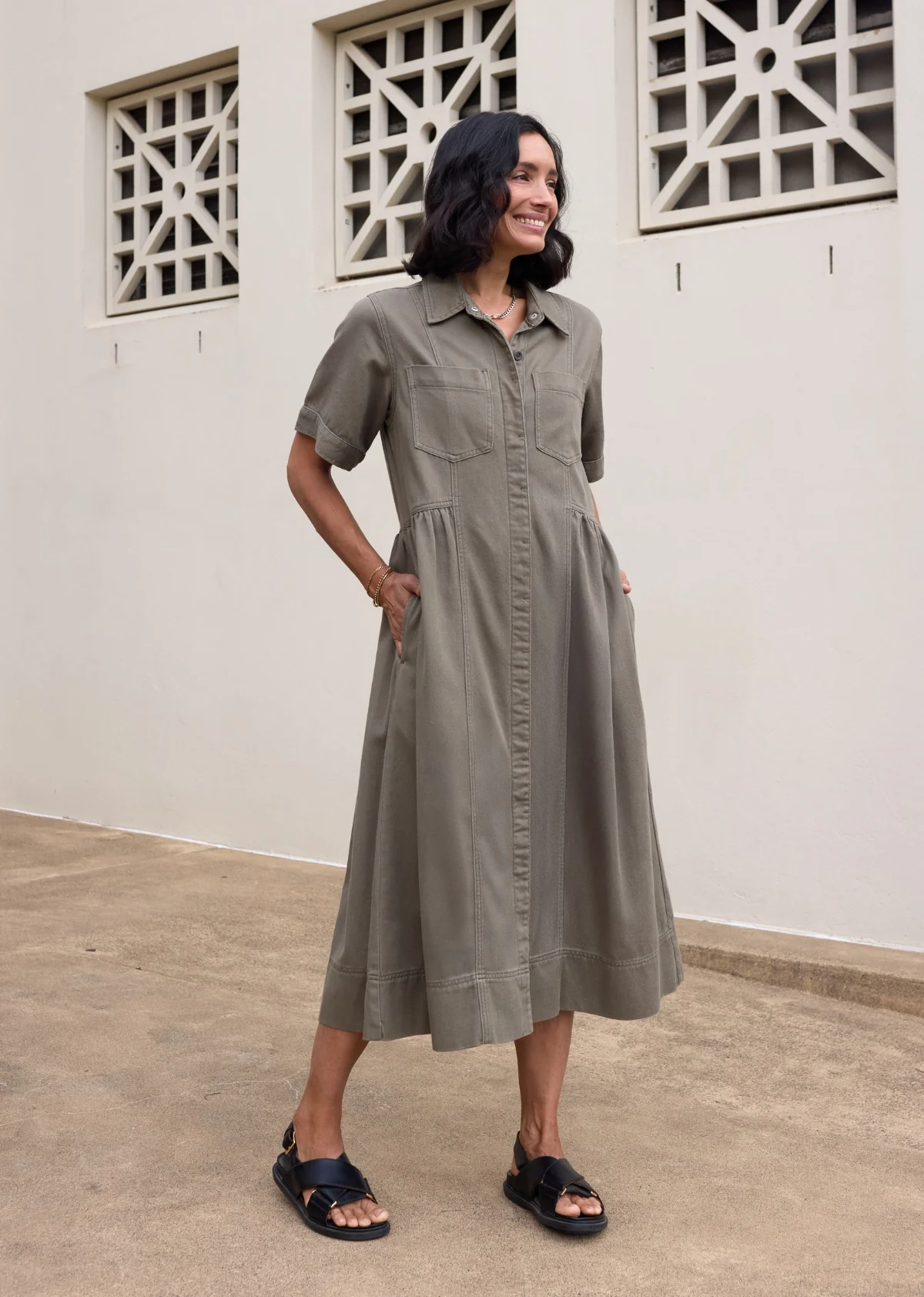 MONTANA DENIM SHIRTDRESS - KHAKI - Image 8