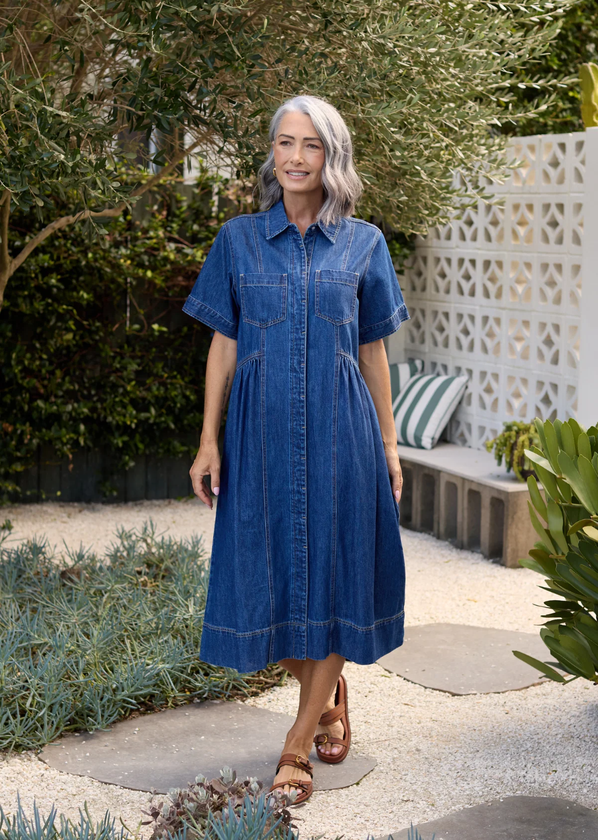 MONTANA DENIM SHIRTDRESS - MID BLUE - Image 3