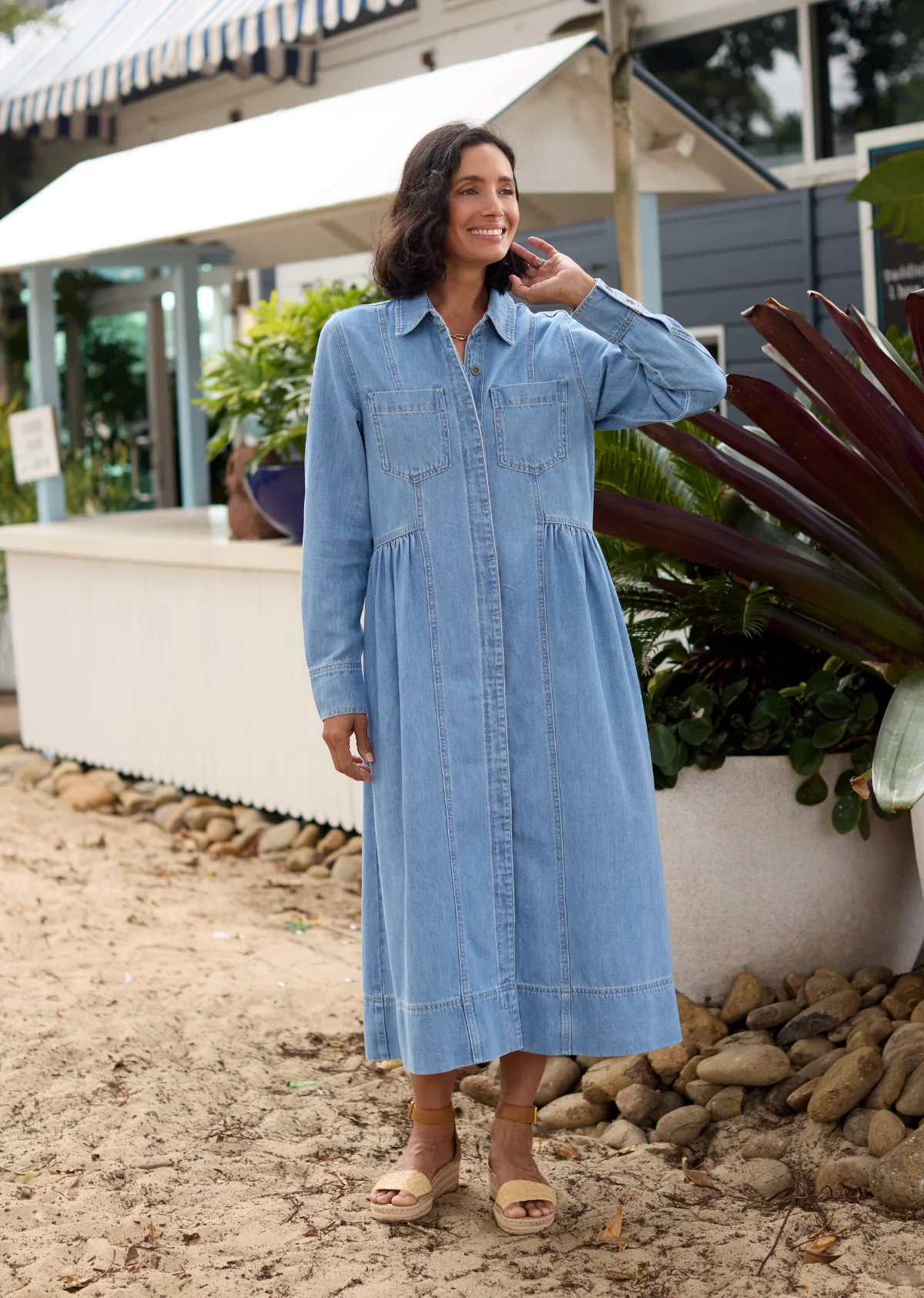MONTANA LONG SLEEVE DENIM DRESS - LIGHT BLUE - Image 2