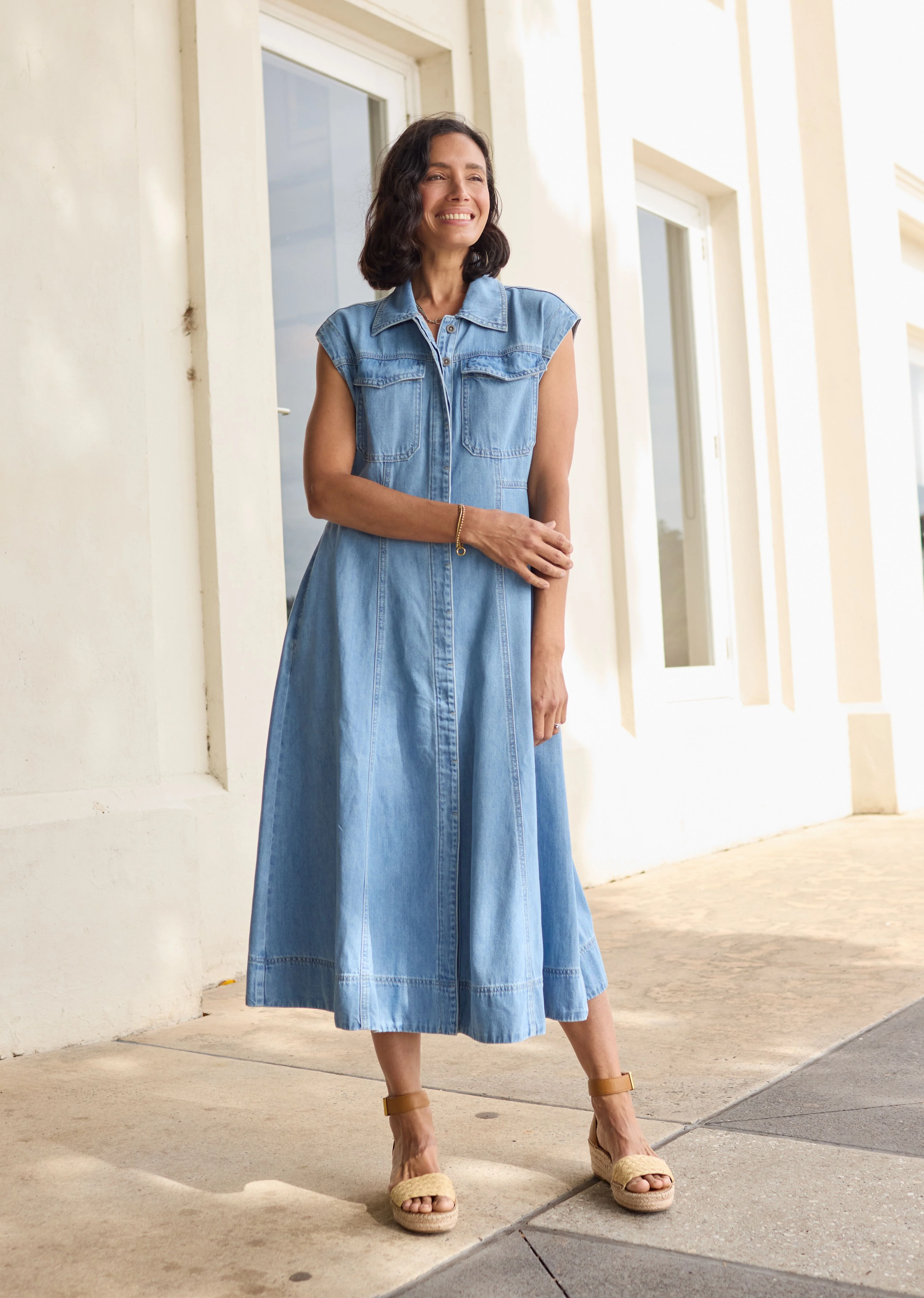 RUMI DENIM SHIRTDRESS - LIGHT BLUE - Image 4