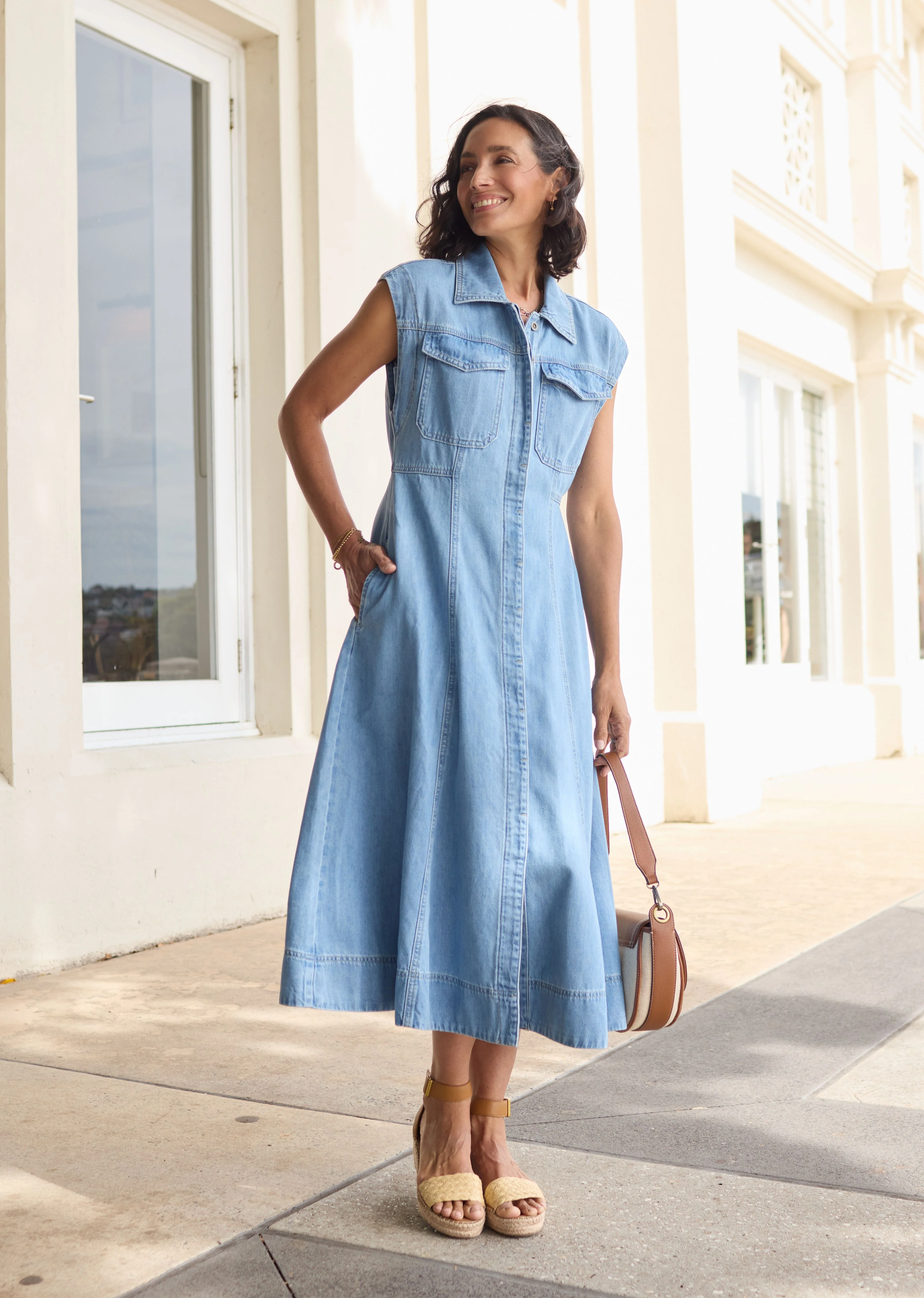 RUMI DENIM SHIRTDRESS - LIGHT BLUE - Image 8