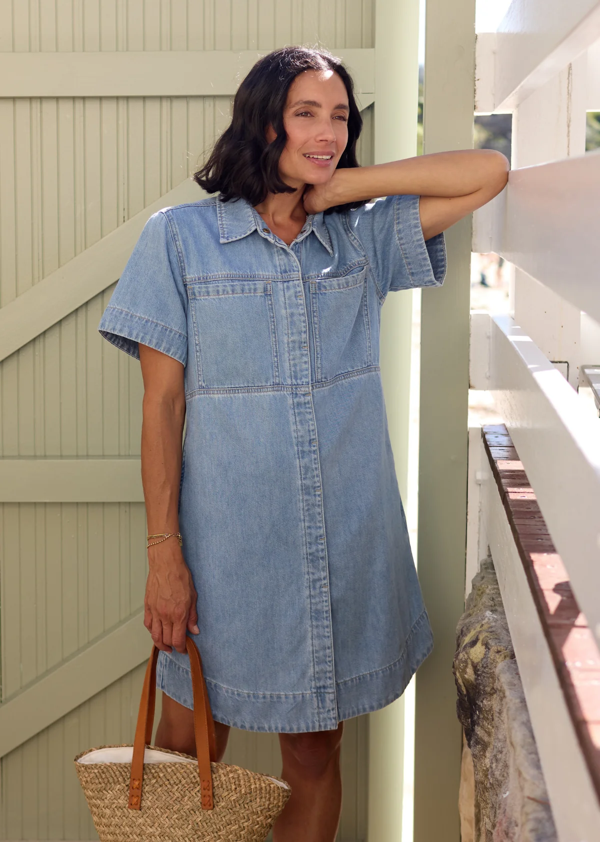 SADIE DENIM SHIRT DRESS - LIGHT BLUE - Image 10