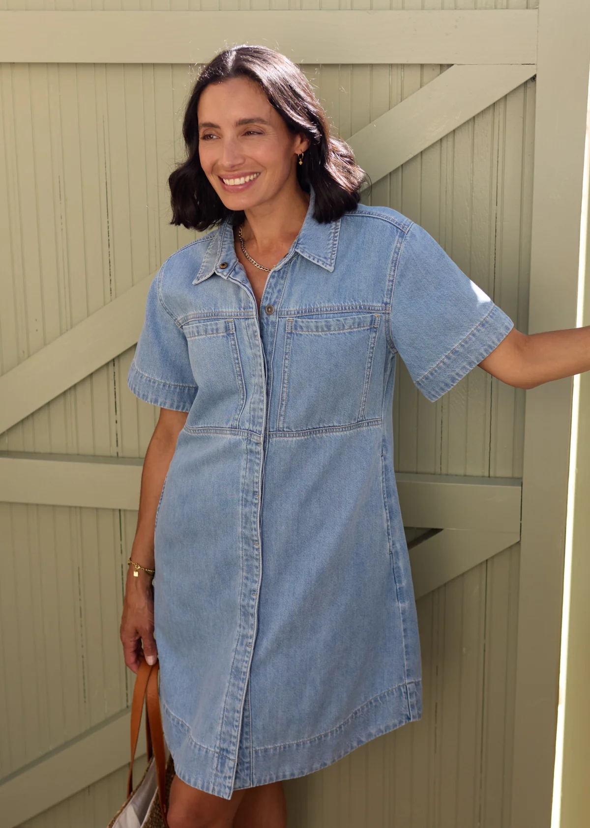 SADIE DENIM SHIRT DRESS - LIGHT BLUE - Image 11