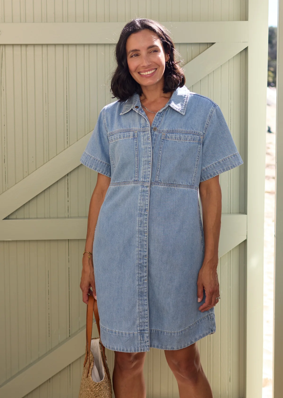 SADIE DENIM SHIRT DRESS - LIGHT BLUE - Image 9