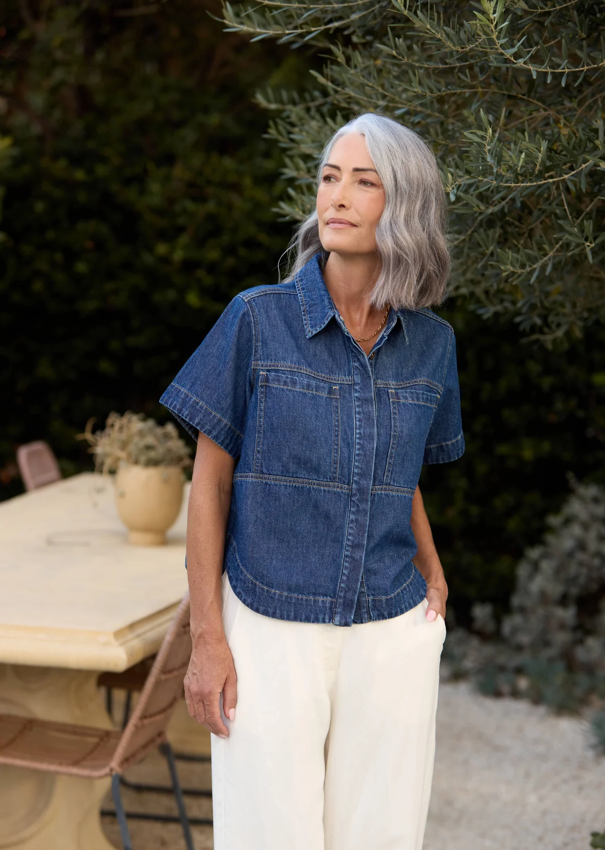 SADIE DENIM SHIRT - MID BLUE - NEW FIT - Image 10