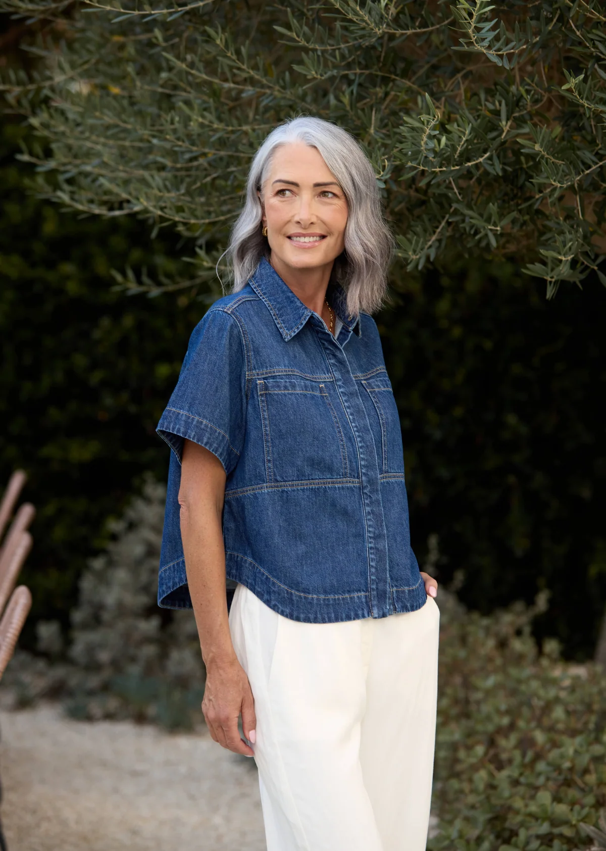 SADIE DENIM SHIRT - MID BLUE - NEW FIT - Image 5
