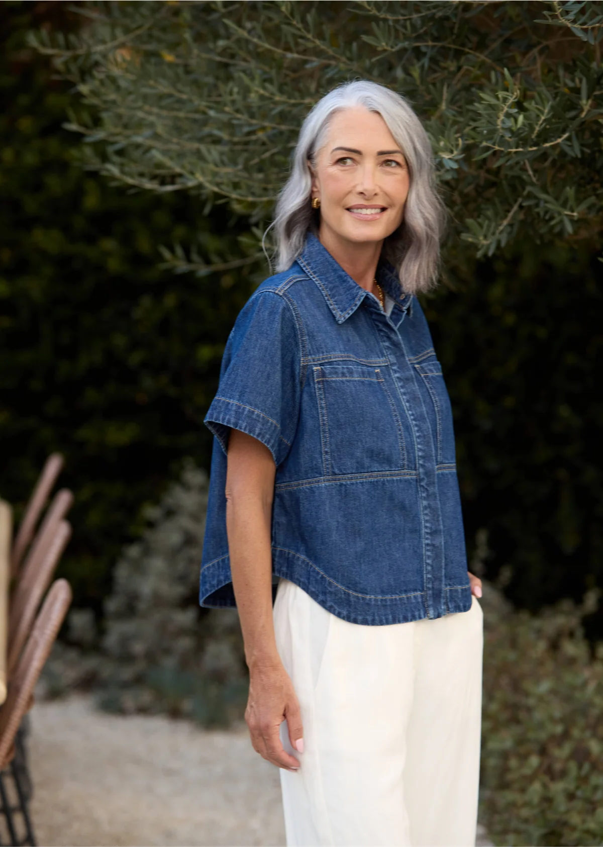 SADIE DENIM SHIRT - MID BLUE - NEW FIT - Image 6