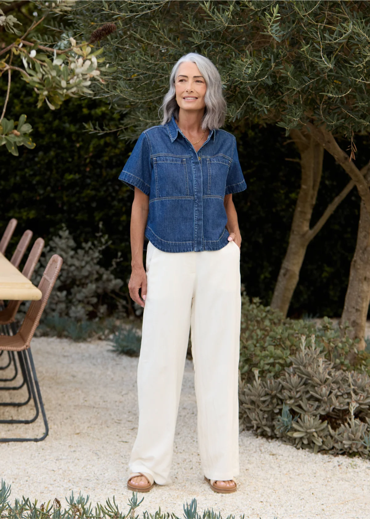 SADIE DENIM SHIRT - MID BLUE - NEW FIT - Image 7