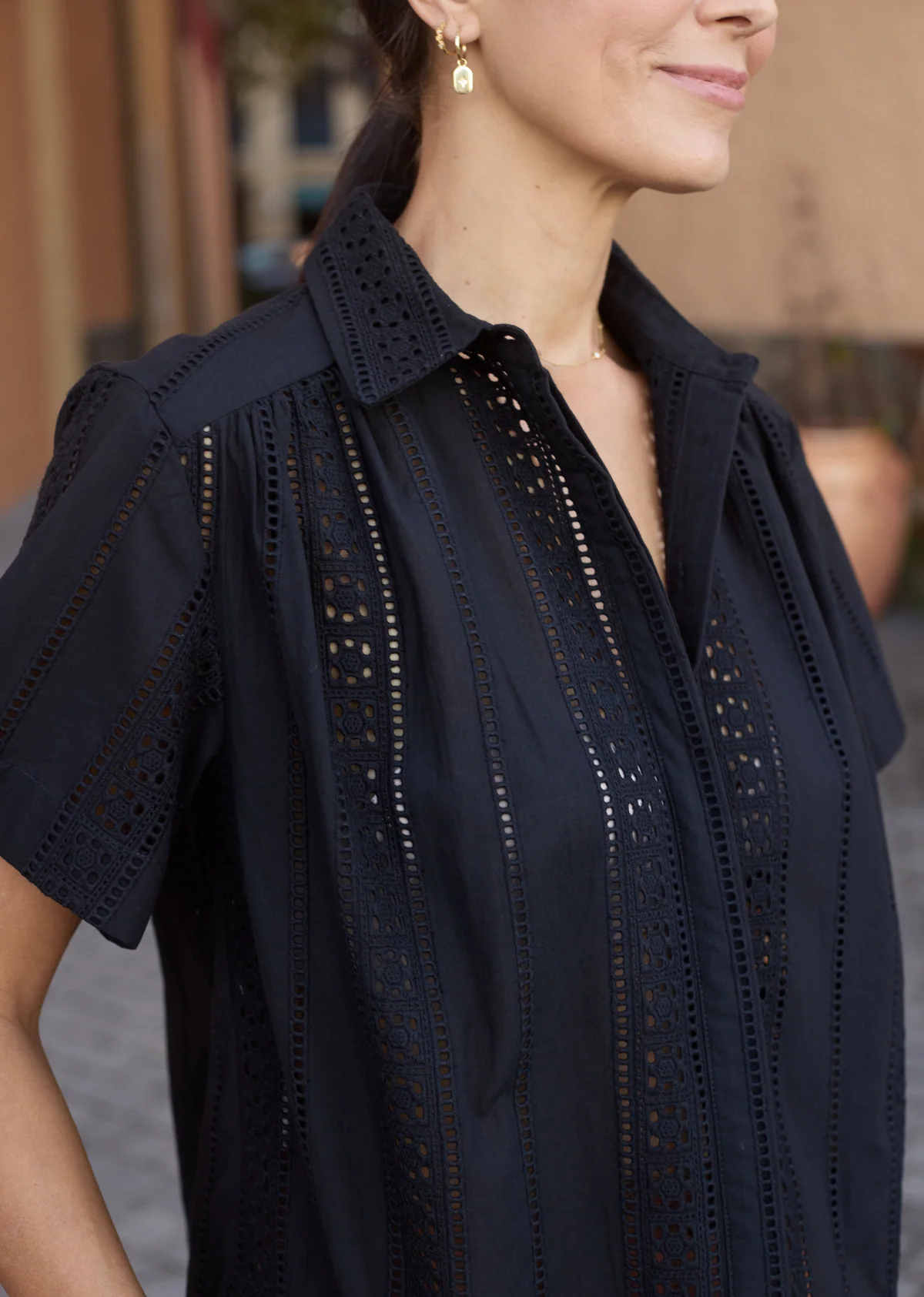 SADIE EMBROIDERED SHIRT - BLACK - Image 4