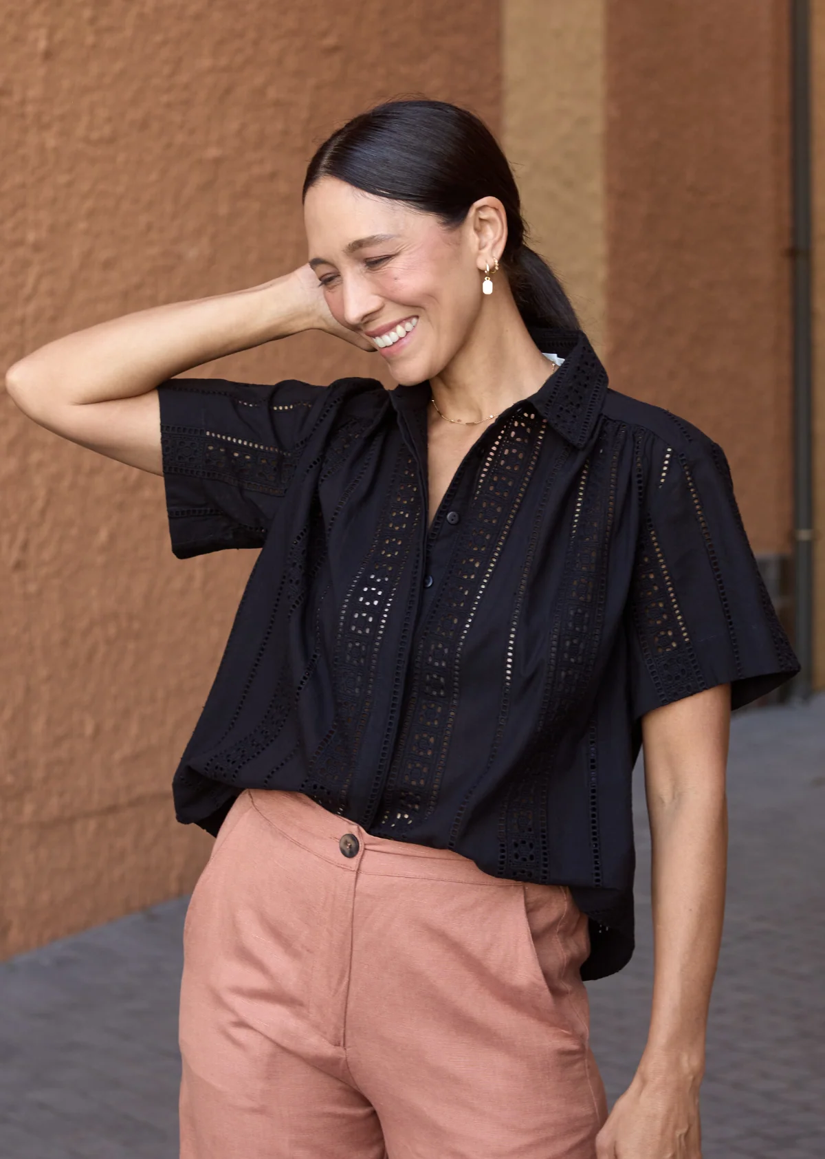 SADIE EMBROIDERED SHIRT - BLACK - Image 6