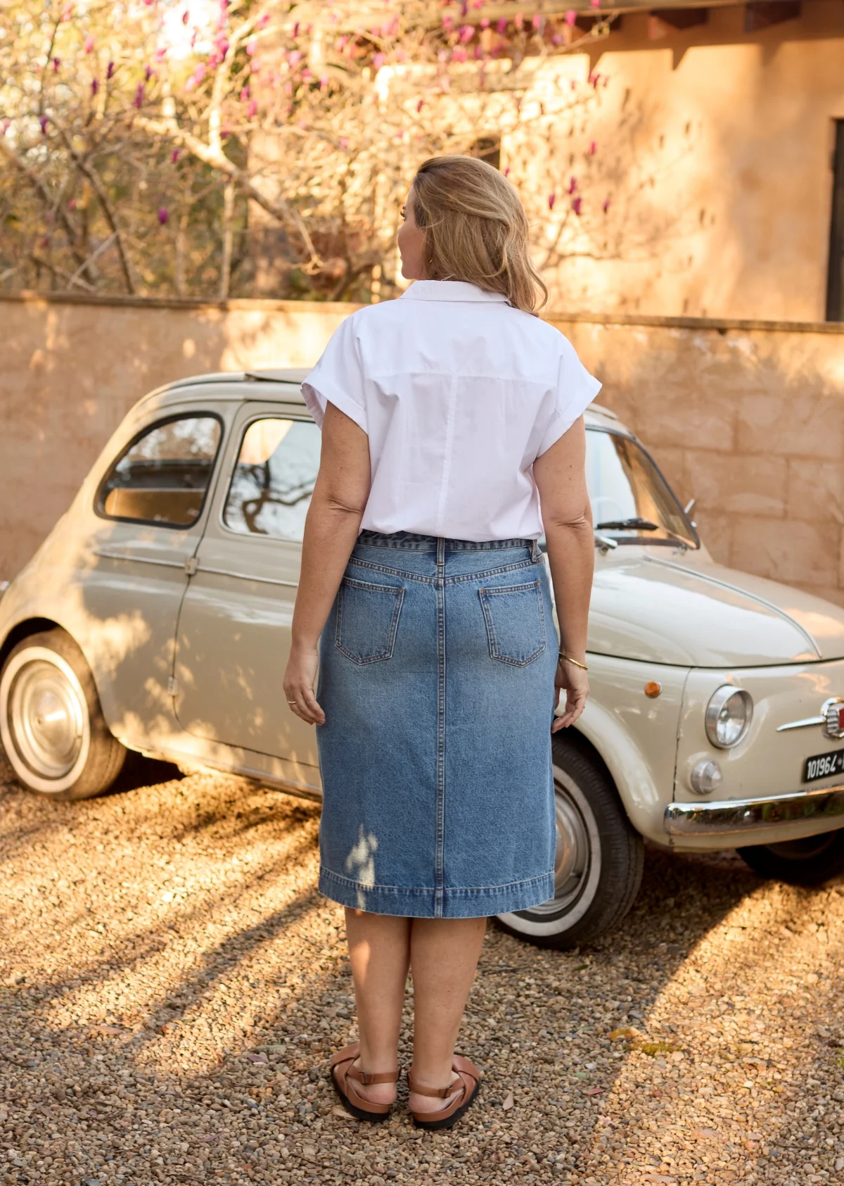 SLOANE DENIM SKIRT - MID BLUE - Image 5