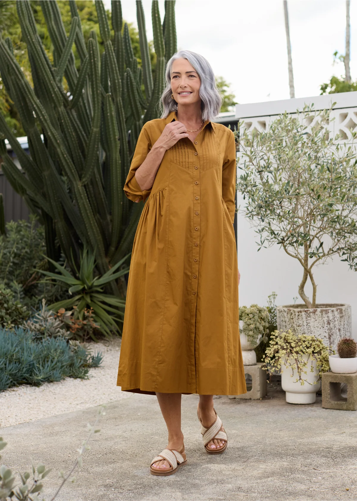 SUSIE SHIRTDRESS - DEEP MUSTARD - Image 5