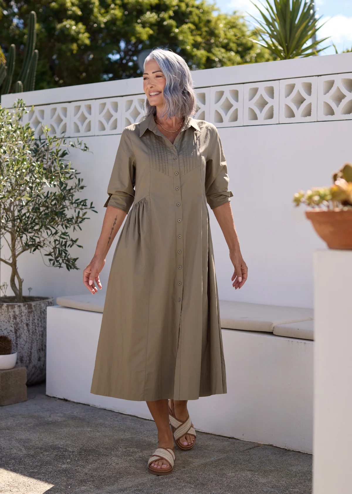 SUSIE SHIRTDRESS - SAGE - Image 4