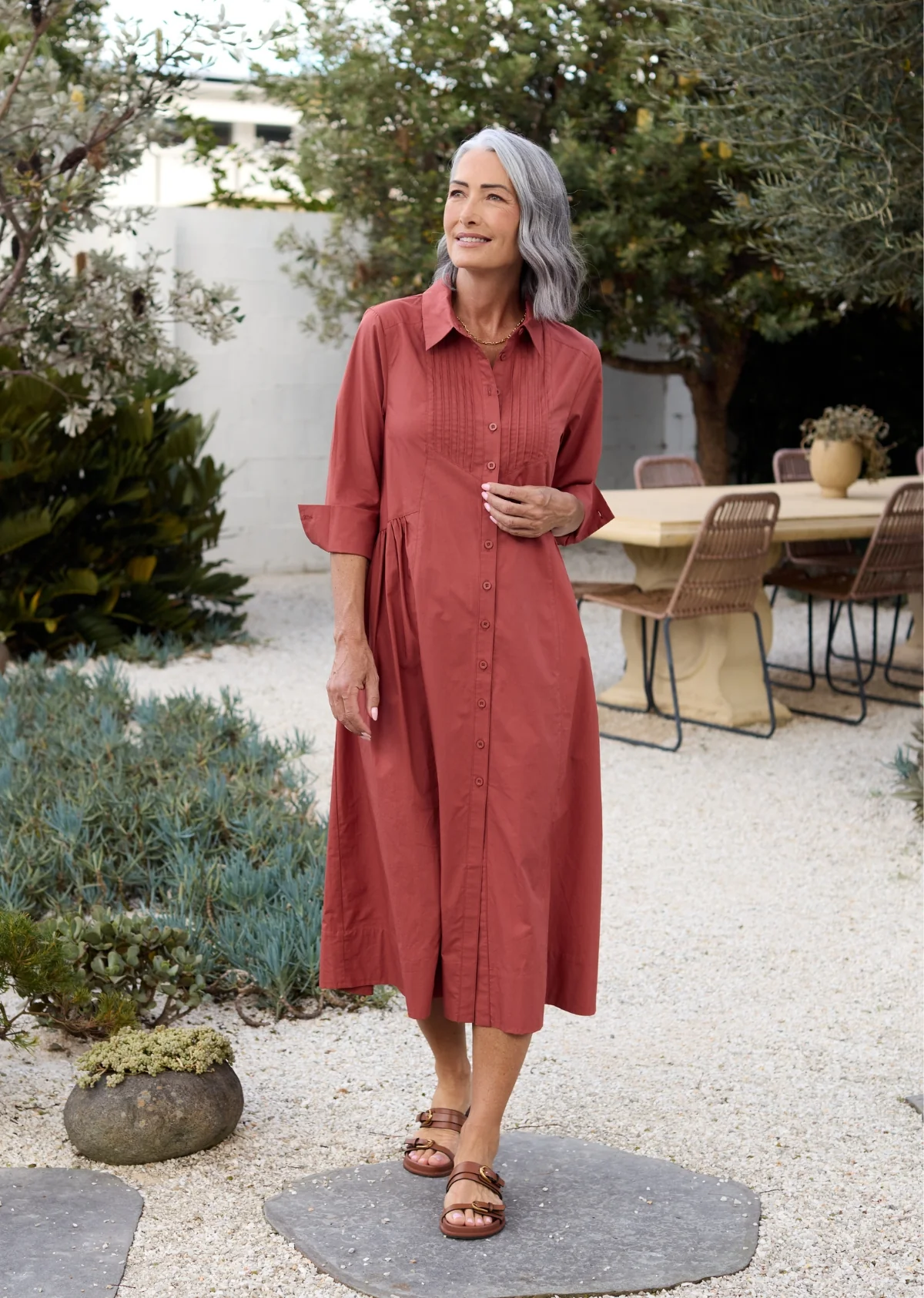SUSIE SHIRTDRESS - TERRACOTTA - Image 4